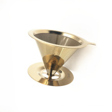 High Grade Reusable Stainless Steel Coffee Filter Dripper With Golden Color